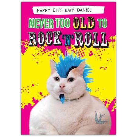Punk cat greeting card personalised a5blm2017003603