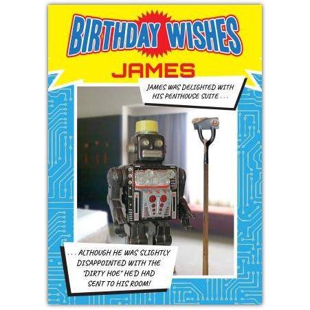 Robot funny greeting card personalised a5blm2017003670