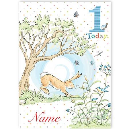 Bunny rabbit wildlife greeting card personalised a5gem252965hbed
