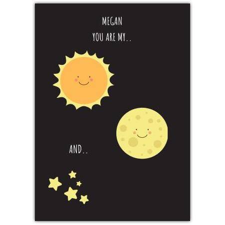 Sun moon greeting card personalised a5pzw2019013844