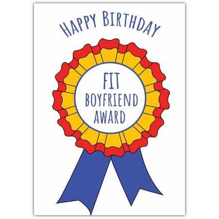 Happy Birthday Fit Boyfriend Rosette Greeting Card