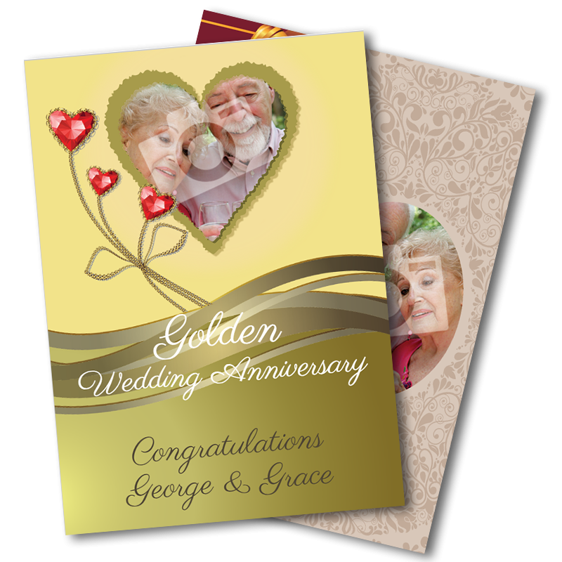 Golden 50th Anniversary Greeting Cards