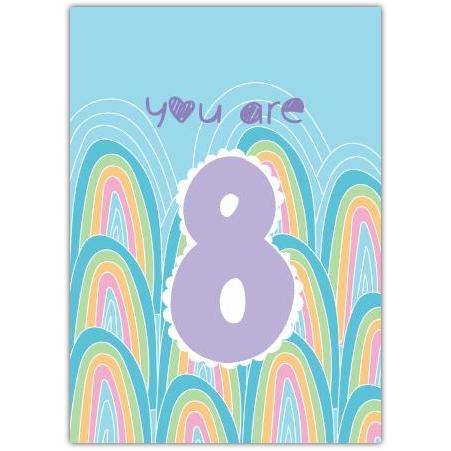 8th Birthday With Rainbows Card