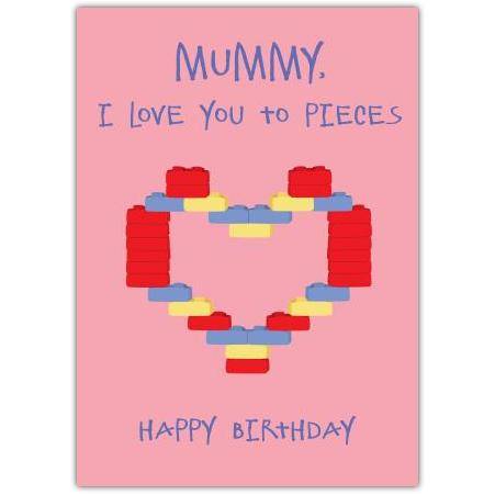 Heart Lego Mummy Birthday Card