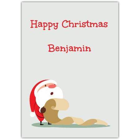Cute Santa list greeting card personalised a5pds2016003109