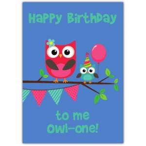 Owl One Happy Birthday Card Card