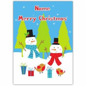 Merry Christmas Snowman Scene Card