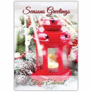 Red Lantern Seasons Greeting Christmas Card
