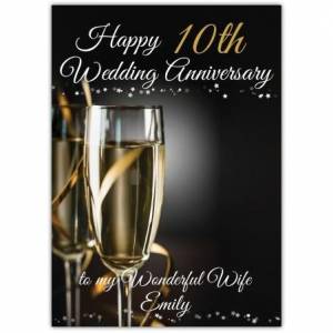 To My Wonderful Wife On Out Tin Aluminum 10th Wedding Anniversary Card