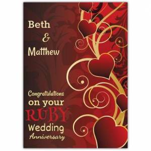 Congratulations On Your Ruby 40th Wedding Anniversary Card