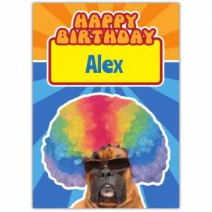Afro Boxer Dong Birthday Card