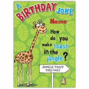 Giraffe Jungle Toast Happy Birthday Card