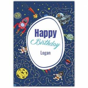 Happy Birthday Space  Card