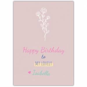 Happy Birthday Pink Rose Drawing  Card