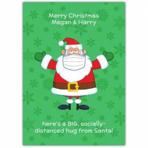 Socially Distanced Hug From Santa Christmas Card