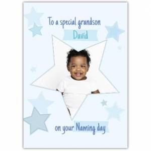 New Baby Big Star Frame Blue Stars  Card