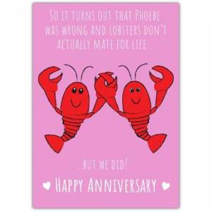 Anniversary Lobster Friends Funny Greeting Card