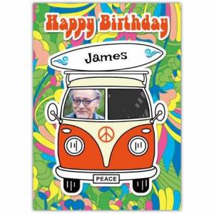 Retro Hippie Van Birthday Greeting Card