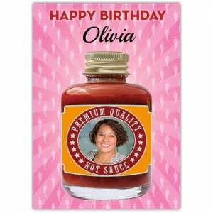 Hot Sauce Photo Upload Happy Birthday Card