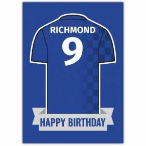 Blue Happy Birthday Football Card