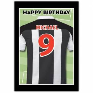 Black/White Happy Birthday Football Goal Card
