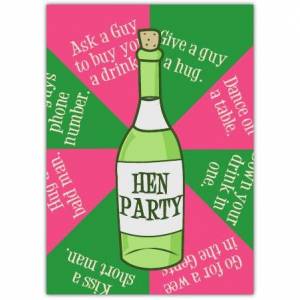 Spin The Bottle Hen Party Card