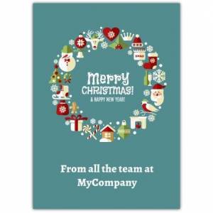 Merry Christmas Company Wreath Greeting Card