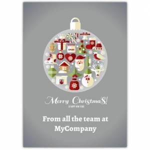 Merry Christmas Grey Bauble Greeting Card