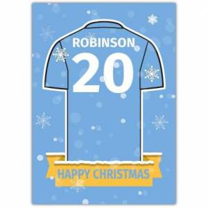 Soccer Jersey Christmas Greeting - Light Blue Card