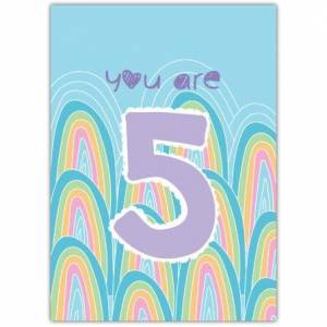 5th Birthday With Rainbows Card