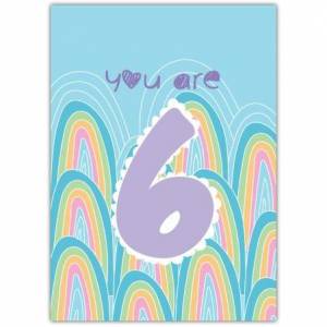 6th Birthday With Rainbows Card
