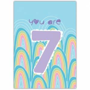 7th Birthday With Rainbows Card