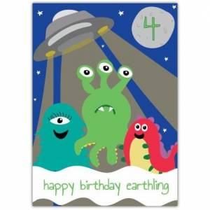 4th Earthling Birthday Card