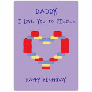 Heart Lego Daddy Birthday Card