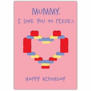 Heart Lego Mummy Birthday Card