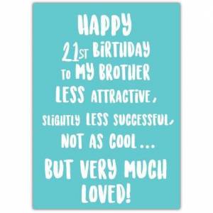 Very Much Loved 21st Brother Birthday Card