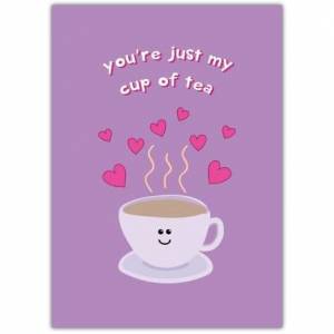 My Cup Of Tea With Hearts Card