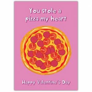 Happy Valentines Day Pizza Greeting Card