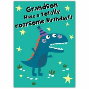 Happy Birthday Grandson Dino Fun Greeting Card