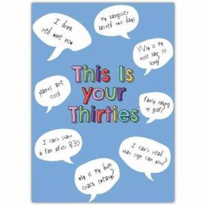 This Is Your Thirties Blue Birthday Card