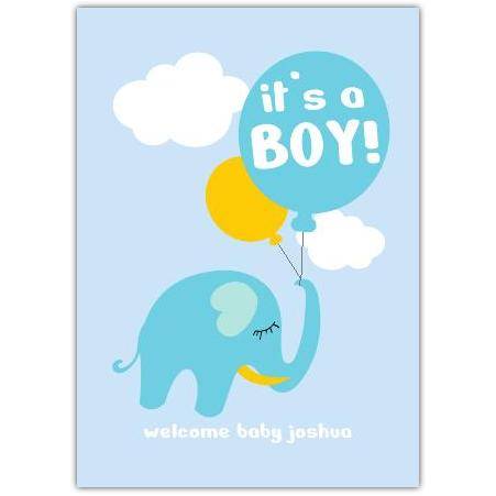 Baby Boy Blue Elephant Greeting Card