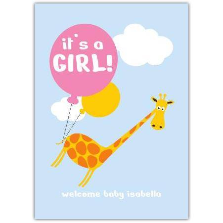 Baby Girl Gentle Giraffe Greeting Card