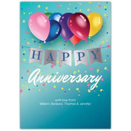 Anniversary Bunting And Balloons Greeting Card