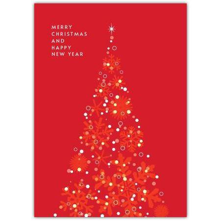 Merry Christmas Red Tree Lights Greeting Card