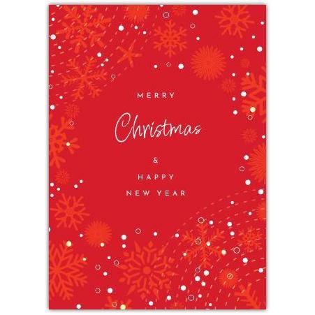 Merry Christmas Red Snowflake Greeting Card