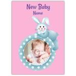 Pink Bunny Rabbit New Baby Card