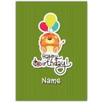 Lion & Balloons Happy Birthday Card
