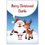Merry Christmas Santa And Reindear Card