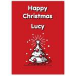Happy Christmas White Tree Card
