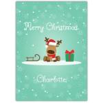 Merry Christmas Reindeer And Sleigh Card